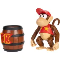 JAKKS Pacific Nintendo Diddy Kong Actionfigur (4" / 10 cm), offiziell lizenziert von Nintendo, von , mit 13 Bewegungspunkten, inkl. Fass-Accessoire, perfekt für Sammler, 3 Jahr(e), Mehrfarbig, Kunststoff