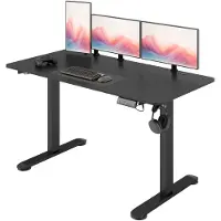 Vinsetto Höhenverstellbarer Schreibtisch 140 x 70cm Computertisch, Schwarz