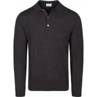 Profuomo Herren Pullover & Cardigans Polo Ls Extrafine Merino - Antraciet - Größe L