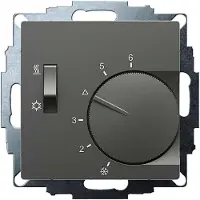 Eberle 191870554302 UP-Raumregler, Anthrazit 55x55, 5-30C, AC 230V, 1Wechsler, 10A/5A, Schalter Heizen/Kühlen UTE 1770-Anthrazit-55