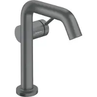 Hansgrohe Tecturis S Einhebel-Waschtischarmatur 150 Fine CoolStart, EcoSmart+, mit Push-Open Ablaufgarnitur, Ausladung 139mm, 73340340, Farbe: Brushed Black Chrome