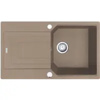 Franke Spüle URBAN UBG 611-86 in CASHMERE mit Excenterbedienung Drehknopf Edelstahl / Ausschnittmaß 840 x 480 mm R15 / Granitspüle