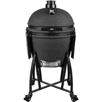 Grill Guru Prime XL Kamado-Grill aus Keramik, 56 cm Garfläche, mattschwarz, 2 Rostpositionen für Grillen, Smoken, Backen & Braten