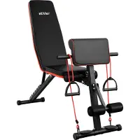 Athler Gorilla 50 | Verstellbare Hantelbank Trainingsbank Schrägbank | 7-Fach Verstellbarer Rückenlehne | mit Fitnessbänder | für Home Gym | 250 kg