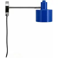 Dyberg Larsen Ocean Wandleuchte Chrom, Wandleuchte mit verstellbarem blauem Schirm, Retro-Lampe im 50er-Jahre-Design, Leselampe, E14