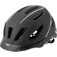 ABUS Stadthelm Pedelec 2.0 - Fahrradhelm mit Rücklicht und Regenhaube - für den Stadtverkehr - für Damen und Herren - Schwarz Matt, Größe S (51-55 cm)