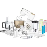 Sencor STM 4460/67 KÃ1/4chenmaschine, Edelstahlgehäuse, 1000 Watt, 4,5 l Behälter, Zitruspressenaufsatz, Fleischwolfaufsatz, KÃ1/4chenmaschinenaufsatz, 8 Geschwindigkeiten