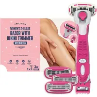 Amazon für Damen, 5-Klingen-Rasierer mit 3-in-1-Trimmer + 3 Nachfüllpackungen