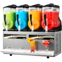 Vevor Slush Maschine 4 x 12 L, Slusheis Eisbereiter 1650 W (kein Eis Nötig), Elektrische Margarita-Maschine mit Selbstreinigungsfunktion, Geeignet für Frozen Margaritas Frappés Milchshakes Shakes