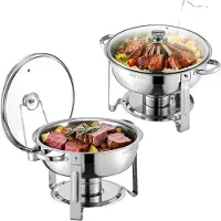 Vevor Chafing Dish Buffet Speisenwärmer mit 2 Behältern in voller Größe (4,7 L pro)