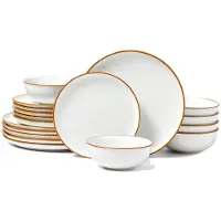 OEM VEVOR Geschirrset, Service für 4 Personen, runde Teller und Schalen, kratzfeste Keramikgeschirr, spülmaschinen- und mikrowellengeeignet, Küchengerichte für Dessert, Salat, Suppe, Pasta, weiß, 18 Stück