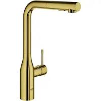 GROHE Essence Einhand-Spültischarmatur, Ausladung 204mm, hoher Auslauf, herausziehbar, Dual-Spülbrause, schwenkbar, 30504GL0, Farbe: cool sunrise