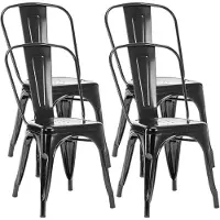 Duhome Metallstuhl Bistrostuhl 4er Set aus Eisen Esszimmerstuhl mit Rückenlehne, Stapelbare Küchenstühle, Schwarz