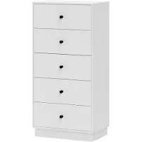 HOMCOM Kommode Sideboard mit 5 Schubladen Schrank aus Holzwerkstoff Weiß