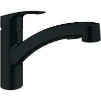 GROHE Eurosmart Einhand-Spültischarmatur, Ausladung 227mm, schwenkbar, herausziehbare Dual-Spülbrause, 303052431, Farbe: Matt Black