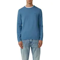 s.Oliver Rundhalspullover , Herren, Gr. S, blau (mid blau), Strick, Obermaterial: 100% Baumwolle, unifarben, regular fit normal, Rundhals, Rippbündchen, Pullover Rundhalspullover, mit Logo Stickerei