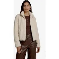 Zero Fellimitatjacke ohne Kapuze Kuscheljacke mit hohem Kragen