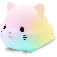 Vulpes goods Nachtlicht für Kinder mit Touch-Bedienung und 8 Farben, Silikon-LED-Nachtlicht für das Kinderzimmer, USB-aufladbar, Dimmbar, Timer-Funktion, Katze