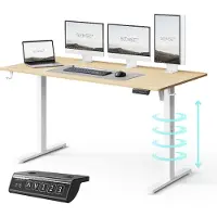 Sense7 NOJO LIGHT Schreibtisch Höhenverstellbarer Elektrisch Stabil Ergonomisch Für Gamer Home-Office MemorySystem 140 x 70 cm 70kg Tragkraft Weiß Hellbraun