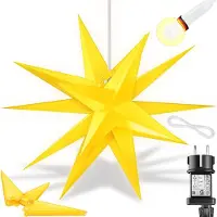 Kesser Leuchtstern 3D, LED Weihnachtsstern mit Timer für innen und außen, Adventsstern Beleuchtet hängend Stern + Warmweiß Licht