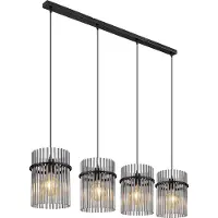 Globo Lighting LED Pendelleuchte, Metall, Schwarz, Glasstäbe Rauchfarbe, L 110 cm