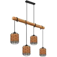 Globo Lighting LED Hängeleuchte, Holzoptik schwarz, braun, H 140 cm