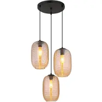 Globo Lighting LED Pendelleuchte, Metall, Glas, schwarz, 3-flammig, H 120cm