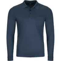 Ragman Herren Langarm-Poloshirt - Soft Knit Polo Knopf Langarm, Baumwollmischung, Knopfleiste, Easy Care Blau 6XL