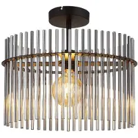 Globo Lighting LED Deckenleuchte, schwarz, Glasstäbe rauchfarben, L 40 cm