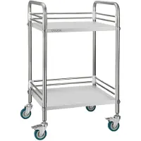 Vevor Edelstahlwagen 2-stöckiger Rollwagen für Labor &amp; Küche mit Feststellbaren Rädern