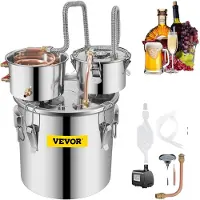 Vevor Destilliergerät 30,28 L Wasserdestillierer Wasserdispenser Edelstahl Destillateur mit 2 Kondensationsfass Destiller Zubehör