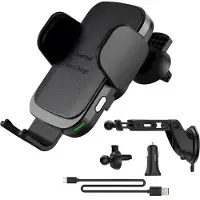Hama FC10 Motion, Auto, Zigarettenanzünder, Kabelloses Aufladen, 1 m, Schwarz, Metallisch