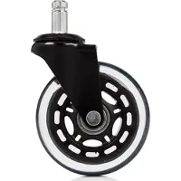 Hjh OFFICE 5x ROLO SKATE 11mm/75mm Hartböden - Stuhlrollen Schwarz / Transparent