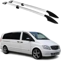 Omac Dachreling Dachträger für Mercedes Viano W639 2003-2014 L3 Extra Langer Alu Grau