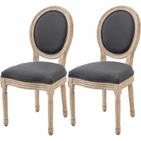 HOMCOM 2er Set Esszimmerstühle Küchenstuhl mit Rattan-Rückenlehne Linen-Touch