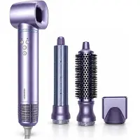 Heinner 4-in-1 Airstyler 1300 W, BLDC-Motor, 4 Aufsätze, Ionenfunktion, Lila