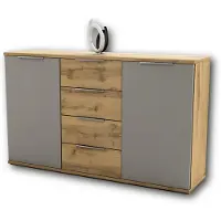 Stella Trading CAPRI Schlafzimmer Kommode Wildeiche Optik Basaltgrau Sideboard