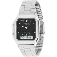 Casio AQ230A-1DMQ Collection Uni Retro Armbanduhr, schwarz/silber
