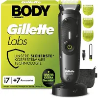 Gillette Labs i7 Body + Intimate Trimmer Herren, Schwarz/Grün Intimrasierer Mann