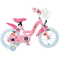 Volare Magic Royals Kinderfahrrad Mädchen 14 Zoll Rosa mit zwei Handbremsen, Korb und Stützrädern
