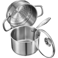 Vevor Kochtopf Großraumtopf 2,37 L mit Glasdeckel &amp; Dampfschicht