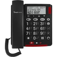 Amplicomms BigTel 50 Alarm Plus Duo, Analoges Telefon, Kabelgebundenes Mobilteil, 32 Eintragungen, Anrufer-Identifikation, Dunkles Grau