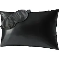 Ailoria Dekokissen "Seidenkissenbezug + Maske BEAUTY SLEEP SET (60x40)", schwarz (midnight schwarz), 1 Stk., Obermaterial: 100% Seide silk., Bettwäsche, Dekokissen