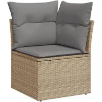 vidaXL 7-tlg. Garten-Sofagarnitur mit Kissen Beige Poly Rattan