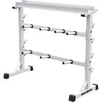 Gorilla Sports Hantelablage - 3 Ebenen, 30mm, bis 400 kg, Stahl, Weiß - Gewichteständer, Hantelscheibenständer, Hantelscheibenablage, Hantelständer, Langhantelablage, Langhantelständer
