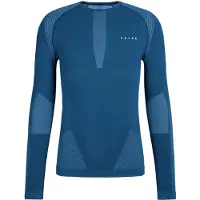 Falke Herren Langarmshirt Warm, XXL, Blau, Uni
