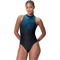 Speedo - Women's Print Hydrasuit One Piece - Badeanzug Gr 42 schwarz/blau