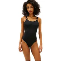 Tommy Hilfiger für Damen. UW0UW06480 Schwarzer Schildpatt Badeanzug mit Ringen (S), Strandbekleidung, Nylon