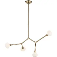 Kichler Cassius Hängelampe hellbronze 100 cm 4-flg. Metall - , Cassius, Bronze / Altmessing, für Wohnzimmer, Metall, Modern