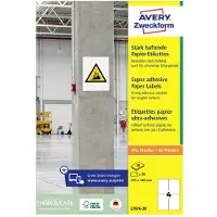 Avery Zweckform Etiketten L7876-20, stark haftend, geeignet für Inkjet-& Laserdrucker, 105 x 148 mm, 80 Stück/20 A4-Bogen, 100 % FSC-Papier, weiß